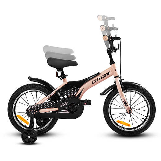 Детский велосипед "Cityride REVO", модель CR-B2-05, рама сталь, кожух цепи 100%, обода алюм. 16", втулки сталь, покрышки 2,125, страх. колеса, руль сталь. вынос сталь, задние ножные тормоза, передний клещевой, крылья пластик, отражатели пер/зад и на спицах, цвет розовый в Джамбо Тойз #11