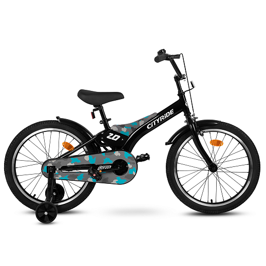 Детский велосипед "Cityride REVO" -рама сталь, кожух цепи 100%, диски алюм. 20, втулки сталь, покрышки 2,125, страх. колеса, руль сталь. штем сталь, задние ножные тормоза, передний V-brake , звоночек, крылья пластик, отражатели пер/зад на спицах. в Джамбо Тойз #2
