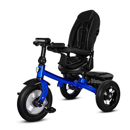 Детский 3хкол. велосипед "CITYRIDE". Пятиугольная рама, сиденье 360, складная крыша D600, подножки, резиновые колеса 12/10, багажник, сумочка, фара, синий в Джамбо Тойз #4