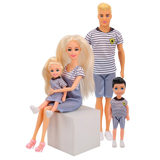 Игровой набор кукол "Семья (мама, папа, 2 детей)", стиль family look, с шарнирными руками, в/к 28*6*33 см в Джамбо Тойз #4