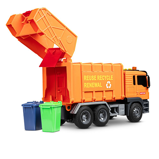 AUTODRIVE_Фрикционный Мусоровоз,помповый механизм, 3 контейнера в компл., звук,свет,на бат.,в гофрокор. 33*12,5*18,5см в Джамбо Тойз #3