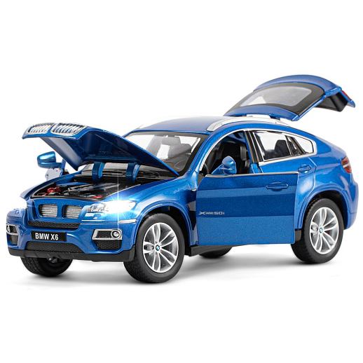ТМ "Автопанорама" Машинка металлическая 1:26 BMW X6, синий, откр. двери, капот и багажник, свет, звук, свободный ход колес, в/к 24,5*12,5*10,5 см в Джамбо Тойз #6