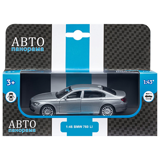 ТМ "Автопанорама" Машинка металлическая 1:46 BMW 760 LI, серый, откр. двери, инерция, в/к 17,5*12,5*6,5 см в Джамбо Тойз #5