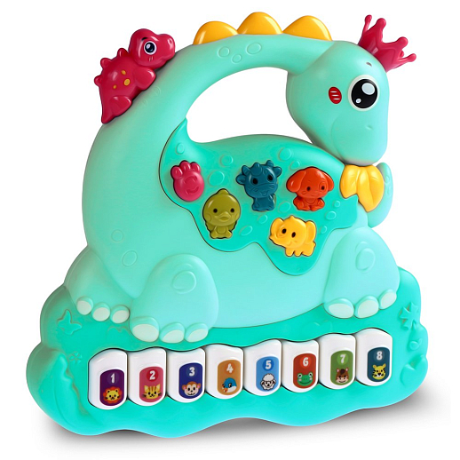 ТМ "Smart Baby" Пианино обучающее "Динозавр" цвет бирюзовый, 60 звуков, мелодий, стихов, потешек, сказок, в/к  17x20x5 см в Джамбо Тойз #2