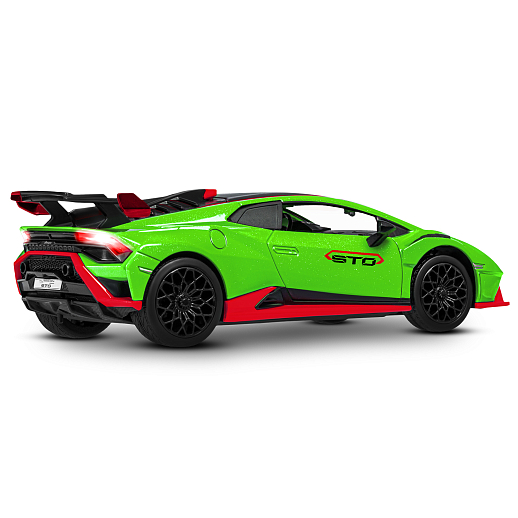 ТМ "Автопанорама" Машинка металлическая, 1:32 Lamborghini STO, зеленый, принт, откр. двери и багажник, свет, звук, инерция, в/к 17,5*12,5*6,5 см в Джамбо Тойз #12