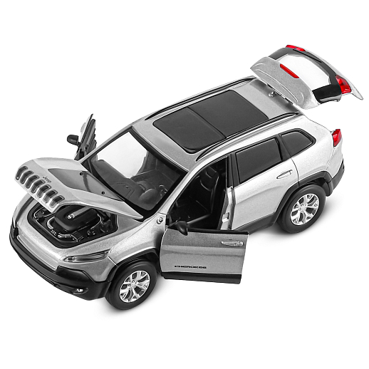 ТМ "Автопанорама" Машинка металл. 1:32 Jeep  Cherokee, серебряный, инерция, свет, звук, откр. двери и багажник, в/к 17,5*13,5*9 см в Джамбо Тойз #13