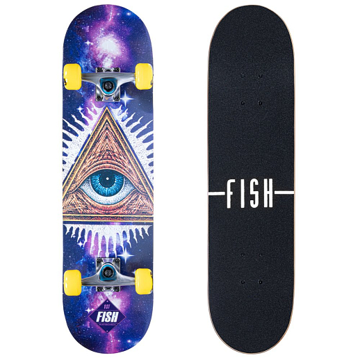 Скейтборд Fish, дека клен 9 сл., размер 31"*8", колеса: 54*36мм 85А, PU, ABEC-7 карбон в/п в Джамбо Тойз
