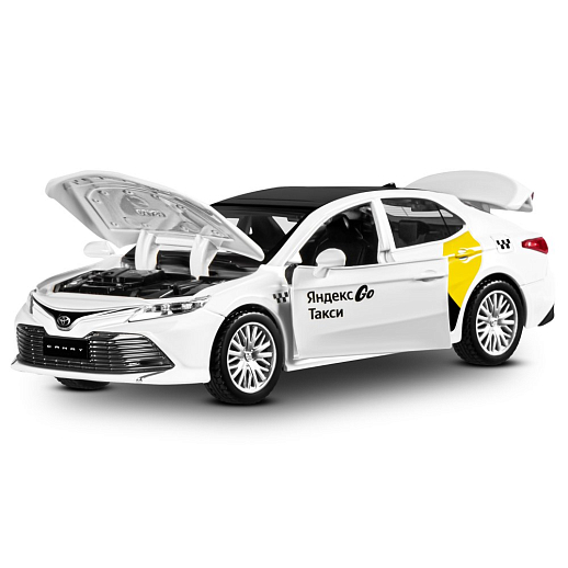 Яндекс Go машинка металлическая, 1:34 Toyota Camry, цвет белый, инерция, свет, озвучено Алисой, откр. двери, в/к 17,5*13,5*9 см в Джамбо Тойз #6