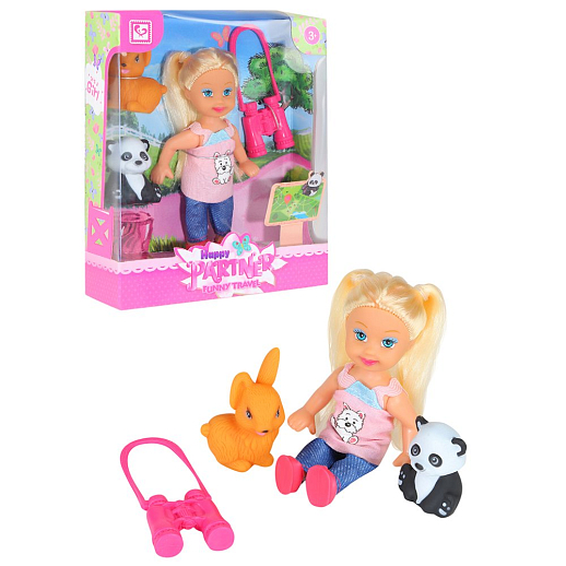 Кукла в зоопарке с животными и биноклем в комплекте, в/к 13,5*4,9*16,5 см в Джамбо Тойз