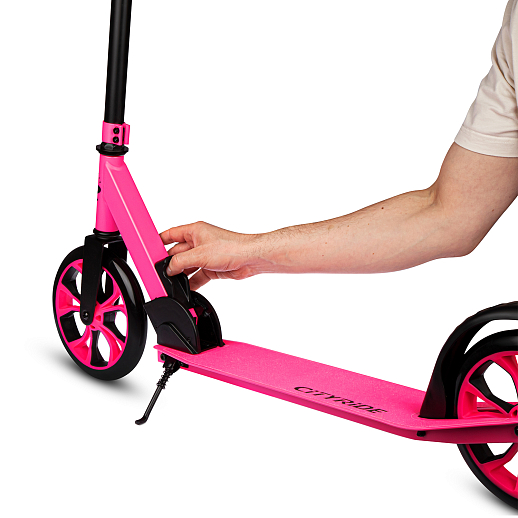 Двухколесный самокат CITYRIDE 200, ал. 50/50%, t-bar сталь, грипсы 135мм TPR, колеса PU 200/200, 86A, подножка, abec 9 в Джамбо Тойз #4