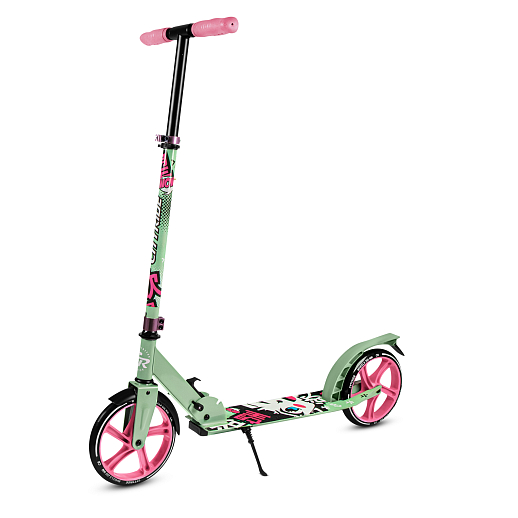 2хкол. самокат CITYRIDE 200, сталь 100%, грипсы 135мм TPR, колеса PU 200/200 мм. Зеленый в Джамбо Тойз #4
