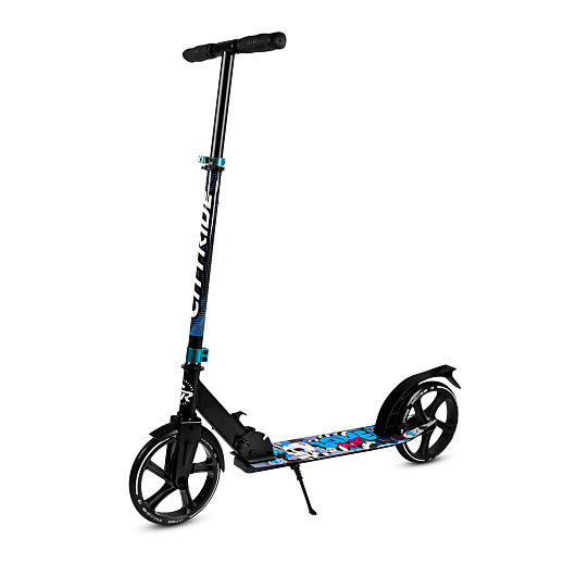 2хкол. самокат CITYRIDE 200, сталь 100%, грипсы 135мм TPR, колеса PU 200/200 мм. Черный в Джамбо Тойз #3