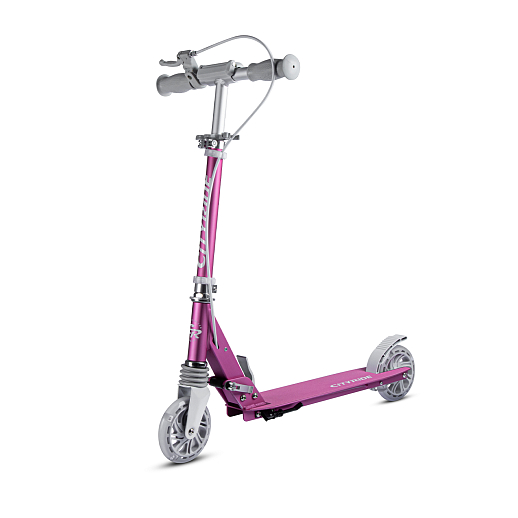 2хкол. самокат CITYRIDE 120MM, ал. 100%. Аморт. передний. Колеса PU 120/120 мм. Подшипники: Abec-9. Грипсы: резина. Хомуты анод, замок на руле. Ручной задний тормоз. Розовый в Джамбо Тойз