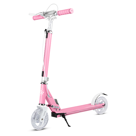 Самокат 2хколесныйМатериал：алюминиевый сплавРучка：TPR , ручной тормоз.Колеса：145X30mm PUПодшипники：ABEC-7. Размер деки ：50x12cm   Цвет: розовый в Джамбо Тойз #3