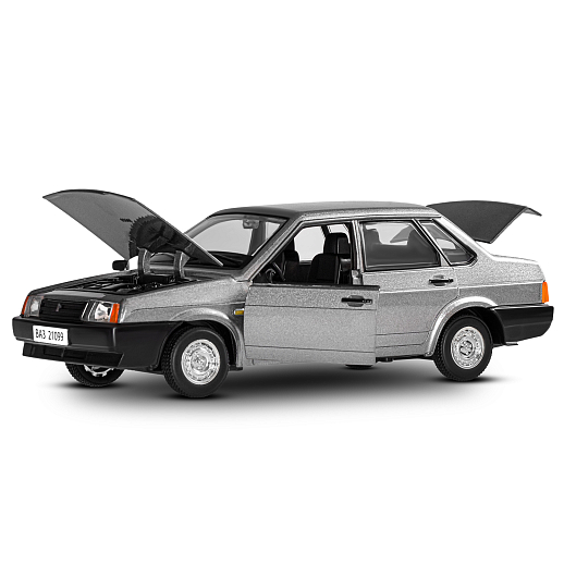 Машинка металлическая Автопанорама, коллекционная модель ВАЗ 21099, масштаб 1:22, свет, звук, открываются двери, капот и багажник, серый перламутр, в/к 24,5*12,5*10,5 см в Джамбо Тойз #7