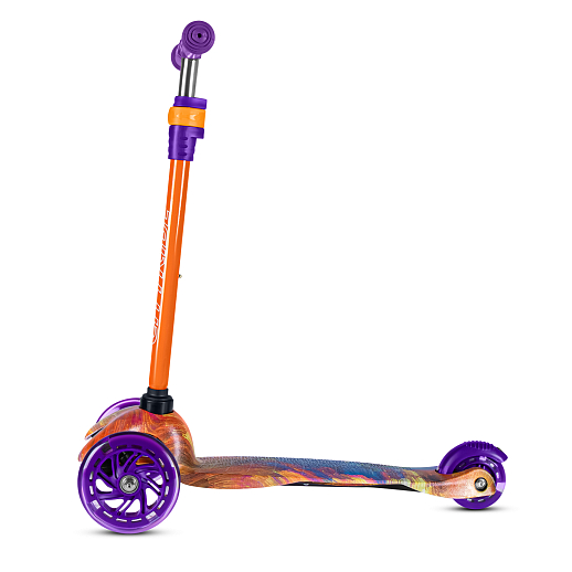 Самокат трехколесный CITY-RIDE (пакет). Руль телеск.: алюминий с резин.рукояткой. Дека: PP+нейлон гидрографика, размеры 51*11 см. Колеса: 120/76 PU со светом. Подшипник: Аbec-5. Максимальная нагрузка: 35кг. Возраст: от 3 лет. в Джамбо Тойз #3