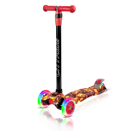 Самокат трехколесный CITY-RIDE (пакет). Руль телеск. сталь. с резин.рукояткой. Дека: PP+нейлон гидрографика, размеры 55*14 см. Колеса: 120/76(х2) PU со светом. Подшипник: Аbec-5 Максимальная нагрузка: 35кг. Возраст: от 3 лет. в Джамбо Тойз #3