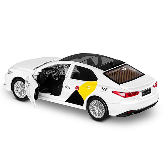 Яндекс Go машинка металлическая, 1:34 Toyota Camry, цвет белый, инерция, свет, озвучено Алисой, откр. двери, в/к 17,5*13,5*9 см в Джамбо Тойз #12