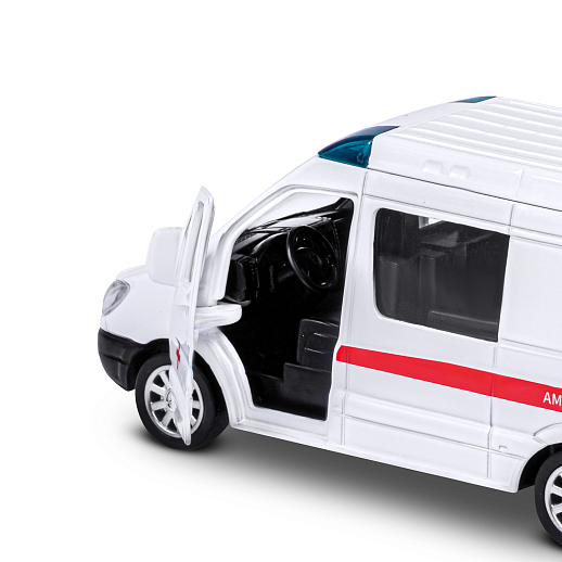 ТМ "Автопанорама" Машинка металлическая 1:53 Mercedes-Benz Sprinter, скорая помощь, откр. двери, инерция, в/к 17,5*12,5*6,5 см в Джамбо Тойз #10