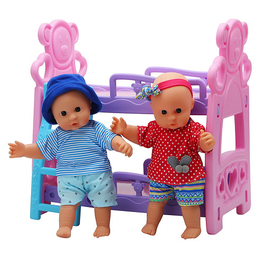 Набор "Две куклы пупса с двухэтаж.кроваткой и аксс.", в/к 72х11х35 см в Джамбо Тойз #5