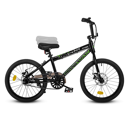 Велосипед двухколёсный CITYRIDE, модель CR-B2-14F7, рама сталь, колеса 20", дисковые тормоза, цвет чёрный-зелёный в Джамбо Тойз #12