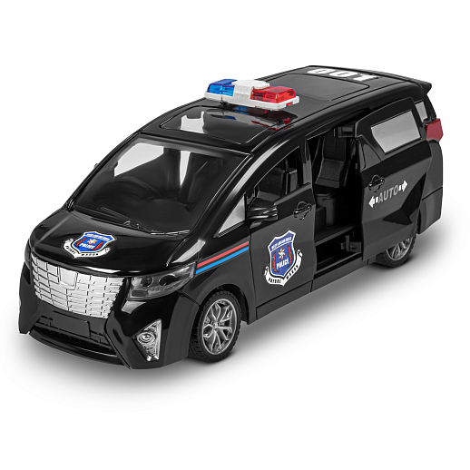 Р/у микроавтобус, двери-купе открываются с пульта, свет фар, передние двери/дверь багажника откр. вручную, цвет черный, Полиция, в/к 28*12*11см в Джамбо Тойз #2