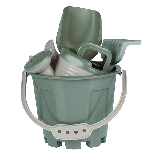 ТМ "Компания Друзей" Песочный набор №93 бледный зеленый (в комп. ведро 1,2 л, лопатка 20см, грабли  , в Джамбо Тойз #4