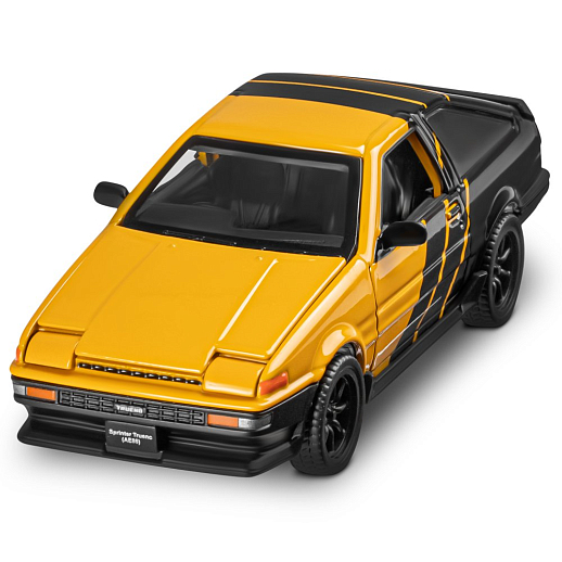 Машинка металлическая 1:37 Toyota Sprinter Trueno (AE86), желтый, тюнинг, откр. двери, свободный ход колес, в/к 23,5*10*4 см в Джамбо Тойз #6