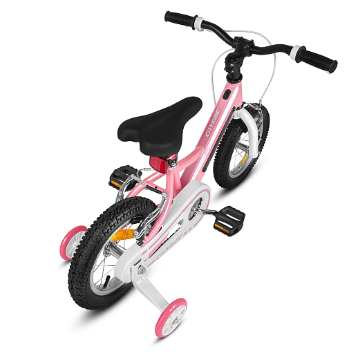 Велосипед двухколесный CITYRIDE, модель CR-B2-11FU, рама сталь, колеса алюминий 12", v-brake тормоза, встроенная в раму подсветка, балансирные колёса, цвет розовый в Джамбо Тойз #9