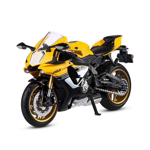 ТМ "Автопанорама" Мотоцикл металл. 1:12 YAMAHA YZF-R1, желтый, свободный ход колес, в/к 7,1*11,7*20,6 см в Джамбо Тойз #6