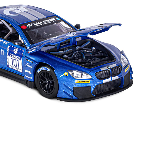 ТМ "Автопанорама" Машинка металлическая, 1:24, BMW M6 GT3, синий, откр. двери и капот, свет, звук, свободный ход колес, в/к 24,5 х 12,5 х 10,5 см в Джамбо Тойз #18