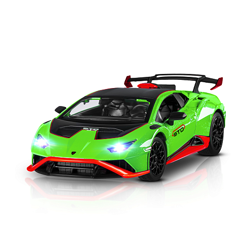ТМ "Автопанорама" Машинка металлическая, 1:32 Lamborghini STO, зеленый, принт, откр. двери и багажник, свет, звук, инерция, в/к 17,5*12,5*6,5 см в Джамбо Тойз #7