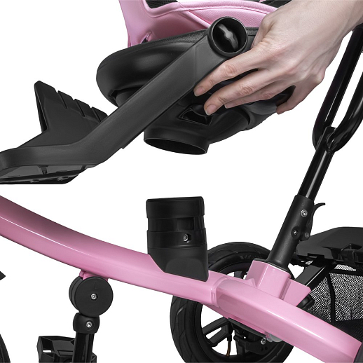 Детский трехколесный велосипед "CITYRIDE LUNAR 2.0". Пятиугольная рама, сиденье 360, складная крыша D600, подножки, надув.колеса 12/10, багажник, сумочка, фара. Цвет розовый в Джамбо Тойз #12