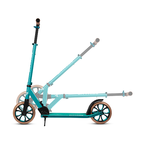 Двухколесный самокат CITYRIDE 200, ал. 50/50%, t-bar сталь, грипсы 135мм TPR, колеса PU 200/200, 86A, подножка, abec 9, зеленый в Джамбо Тойз #9