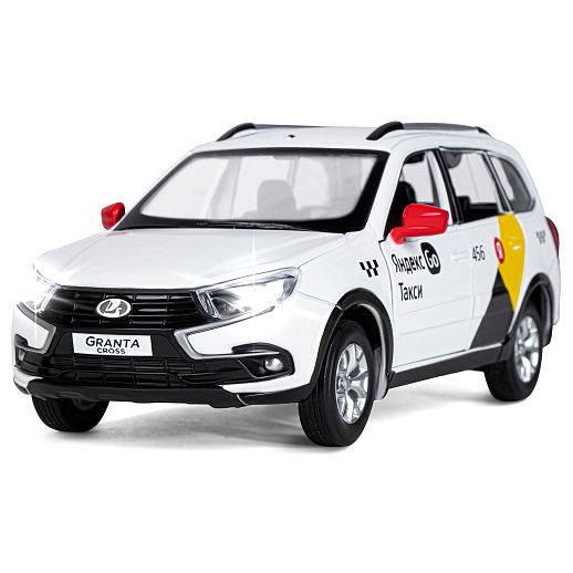 Машинка металлическая Яндекс Go, инерционная, коллекционная модель 1:24 LADA GRANTA CROSS, цвет белый, открываются 4 двери, капот, багажник, свет, звук, в/к 24,5*12,5*10,5 см в Джамбо Тойз #4