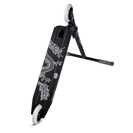 Трюковый самокат CITYRIDE DRAGON, T-bar сталь 50*53см, дека алюм.48*10см, колеса PU 86A 100мм, пластик диск,  вилка резьб., хомут 4б., цвет черный/огонь в Джамбо Тойз #10