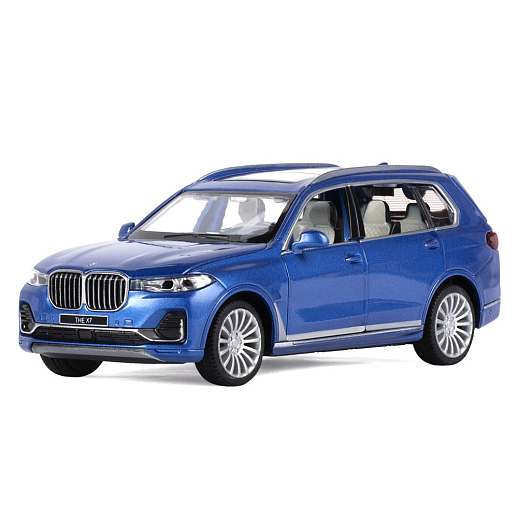 ТМ "Автопанорама" Машинка металлическая 1:32 BMW X7, синий, свет, звук, откр. четыре двери, капот и багажник, инерция, в/к 17,5*13,5*9 см в Джамбо Тойз #5