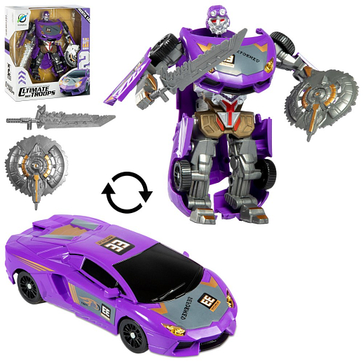 Робот-трансформер, трансформируется в машинку, цвет фиолетовый, в/к 20*18,5*7,5 см в Джамбо Тойз
