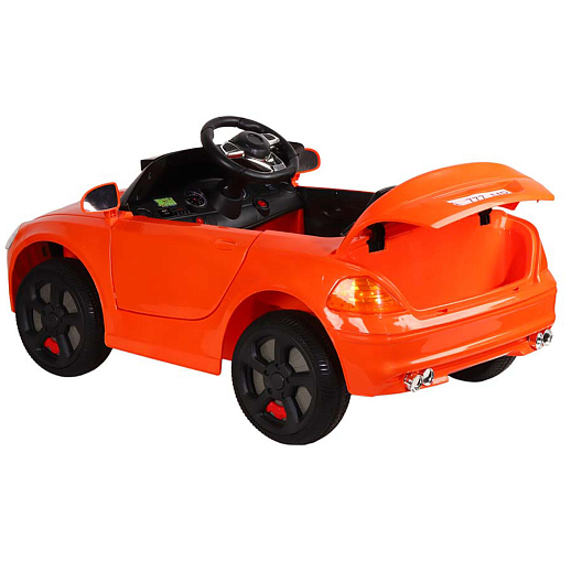 Машинка на аккумуляторе, 6V4AH*2, Р/У, колеса EVA (мягкие колеса), свет, звук, мр3, открыв. двери, 106*56*50см, до 35 кг. Цвет - оранжевый в Джамбо Тойз #7