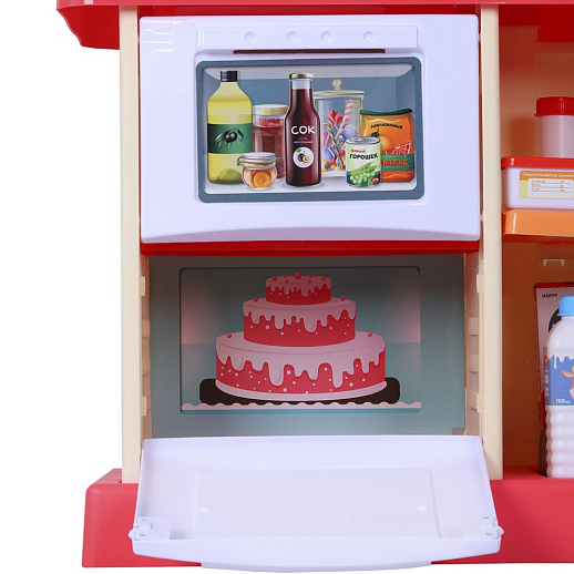 Игровой набор Amore Bello "Умная Кухня с пультом" кран с водой, плита с паром, еда меняет цвет, сенсорный дисплей, свет, звук, цвет красный, в/к 53х15х47 см в Джамбо Тойз #10