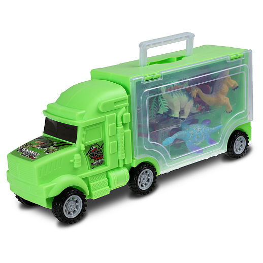 Автовоз с динозаврами, в компл. 3 динозавра, ограждение,имитация растения, в гофрокор. 18*7,3*11,8см в Джамбо Тойз #4