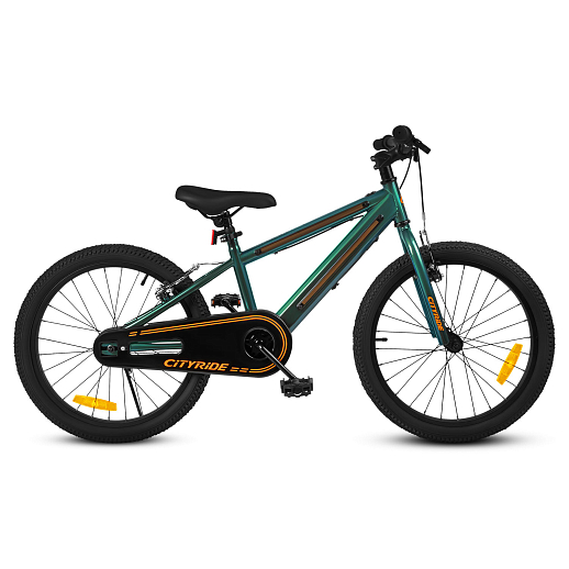 Велосипед двухколесный CITYRIDE, модель CR-B2-10FU, рама сталь, колеса алюминий 20", v-brake тормоза, встроенная в раму подсветка, подножка, цвет зеленый металлик в Джамбо Тойз #8