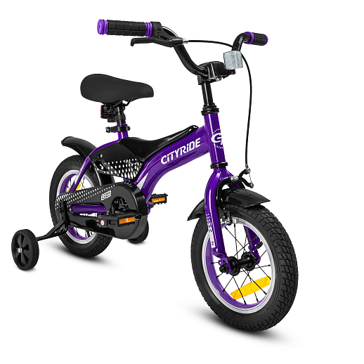Детский велосипед "Cityride REVO", модель CR-B2-05, рама сталь, кожух цепи 100%, обода алюм. 12", втулки сталь, покрышки 2,125, страх. колеса, руль сталь. вынос сталь, задние ножные тормоза, передний клещевой, звонок, крылья пластик, отражатели пер/зад и на спицах, цвет фиолетовый в Джамбо Тойз