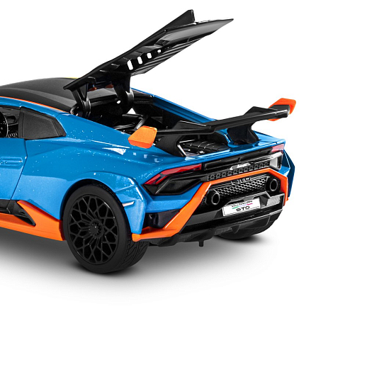 ТМ "Автопанорама" Машинка металлическая, 1:32 Lamborghini STO, голубой, принт, откр. двери и багажник, свет, звук, инерция, в/к 17,5*12,5*6,5 см в Джамбо Тойз #20