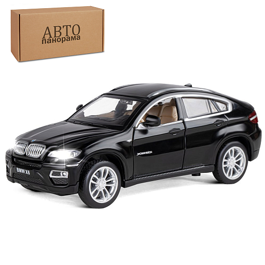 ТМ "Автопанорама" Машинка металлическая 1:32 BMW X6, черный, свет, звук, откр. двери, инерция, в/к 19*9*7 см в Джамбо Тойз