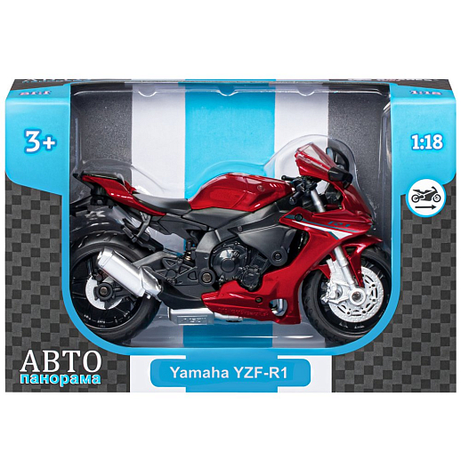 ТМ "Автопанорама" Мотоцикл металлический 1:18 YAMAHA YZF-R1, красный, свободный ход колес, в/к 9,2 х 4,5 х 14 см в Джамбо Тойз #3