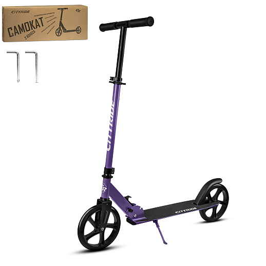 2хкол. самокат CITYRIDE 200, сталь 100%, грипсы 135мм TPR, колеса PU 200/200 мм. Фиолетовый в Джамбо Тойз