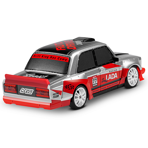AUTODRIVE Р/У Машина для дрифта LADA 2105,М1:24,2.4GHz,4WD,свет фар,4 доп.колеса,конусы,с аккум.,цв. серебристый с красн.акцентами,в/к 24*10,3*23,7см в Джамбо Тойз #5