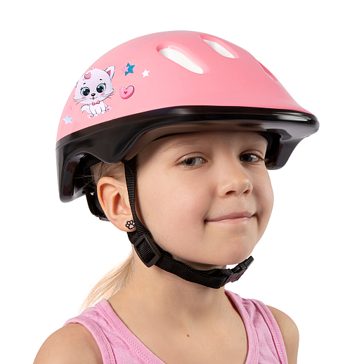 Набор роликов-квадов CITYRIDE, с принтом кошки, шлем, комплект защиты, сумка, колёса PU, текстильный мысок, подшипники ABEC7, розовый-белый, в/к 5сл гофорокартон в Джамбо Тойз #10