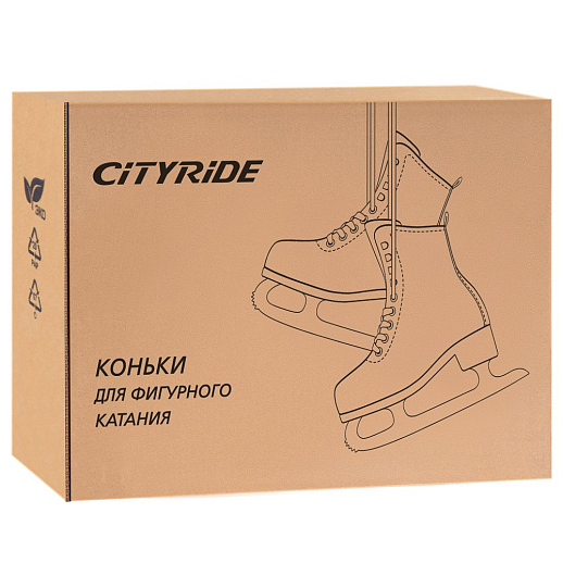 Фигурные ледовые коньки CITYRIDE, бежевый, лезвия нержавеющая сталь, в/к 5сл гофрокартон, материал ботинка морозоустойцивая ПВХ кожа в Джамбо Тойз #6